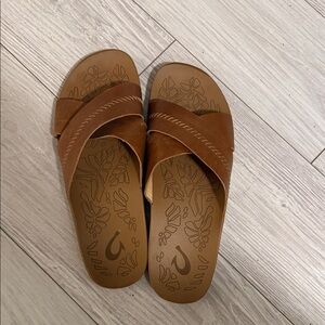 OluKai Kipe’a ‘olu Women's Leather Slide Sandals